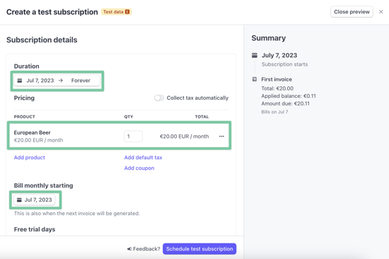 Stripe Scheduled Subscription