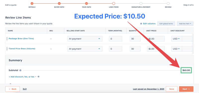 HubSpot Dynamic Prices on quotes
