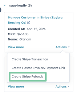 How to create Stripe refunds in HubSpot