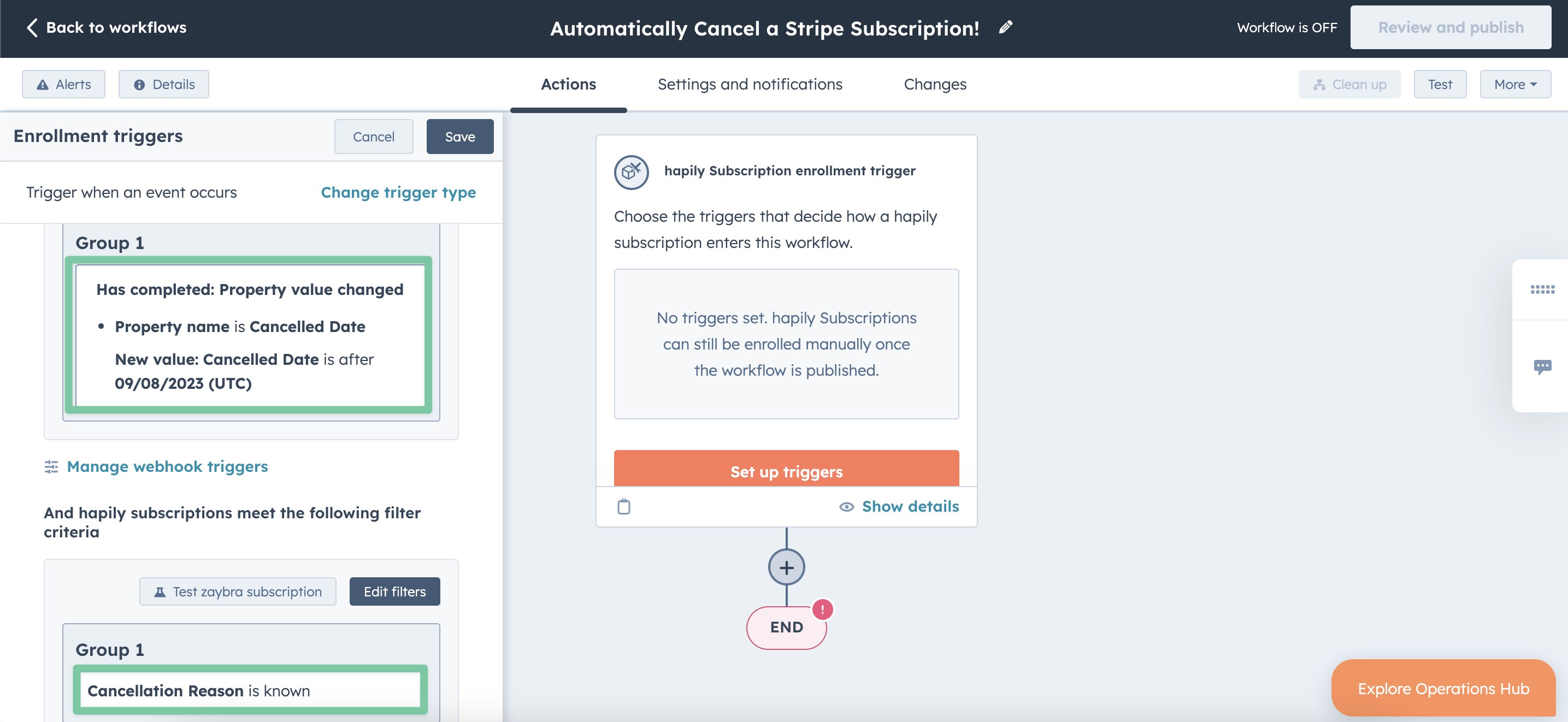How to automatically cancel a Stripe subscription using HubSpot workflows