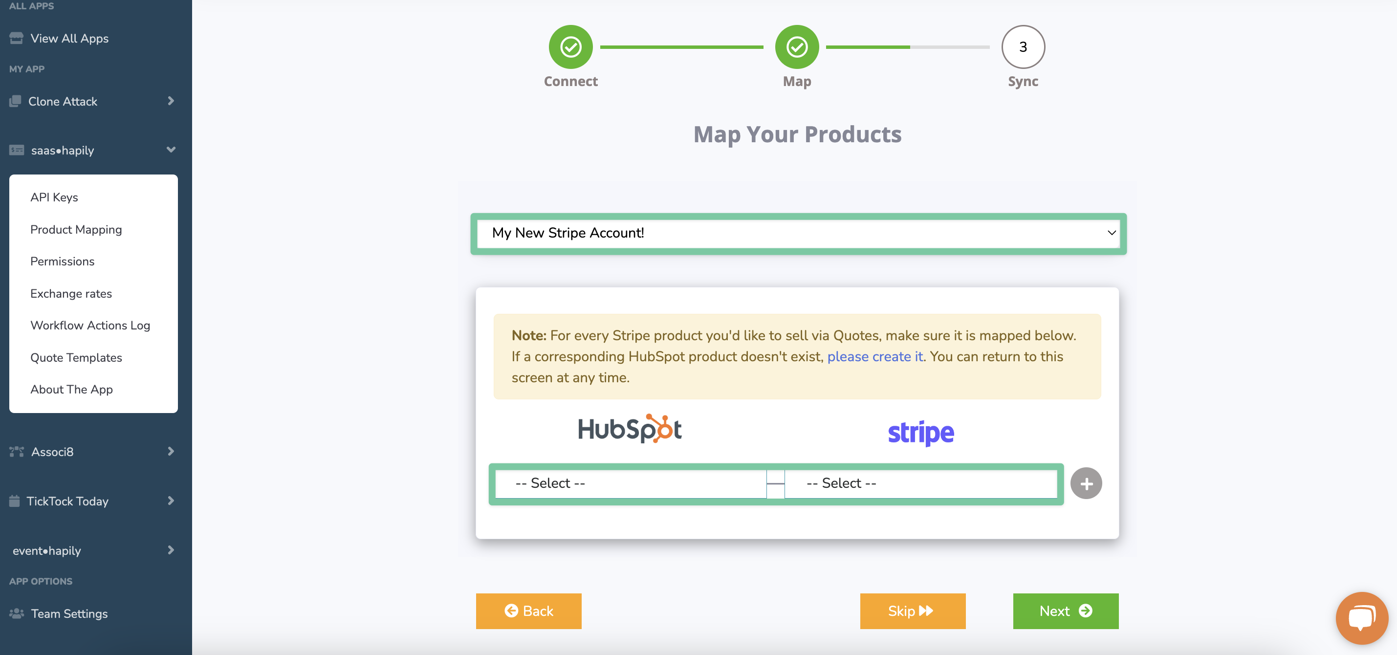 Mapping products from multiple Stripe accounts to HubSpot