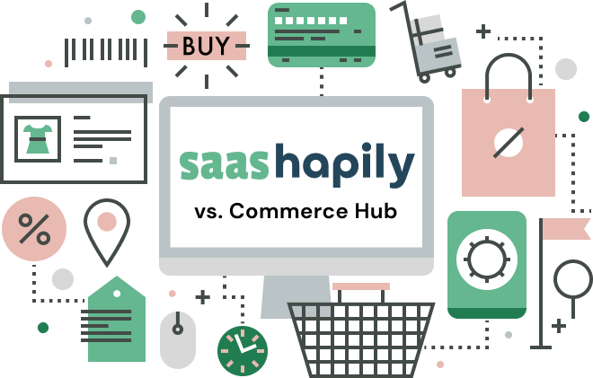saas•hapily vs. Commerce Hub Graphic