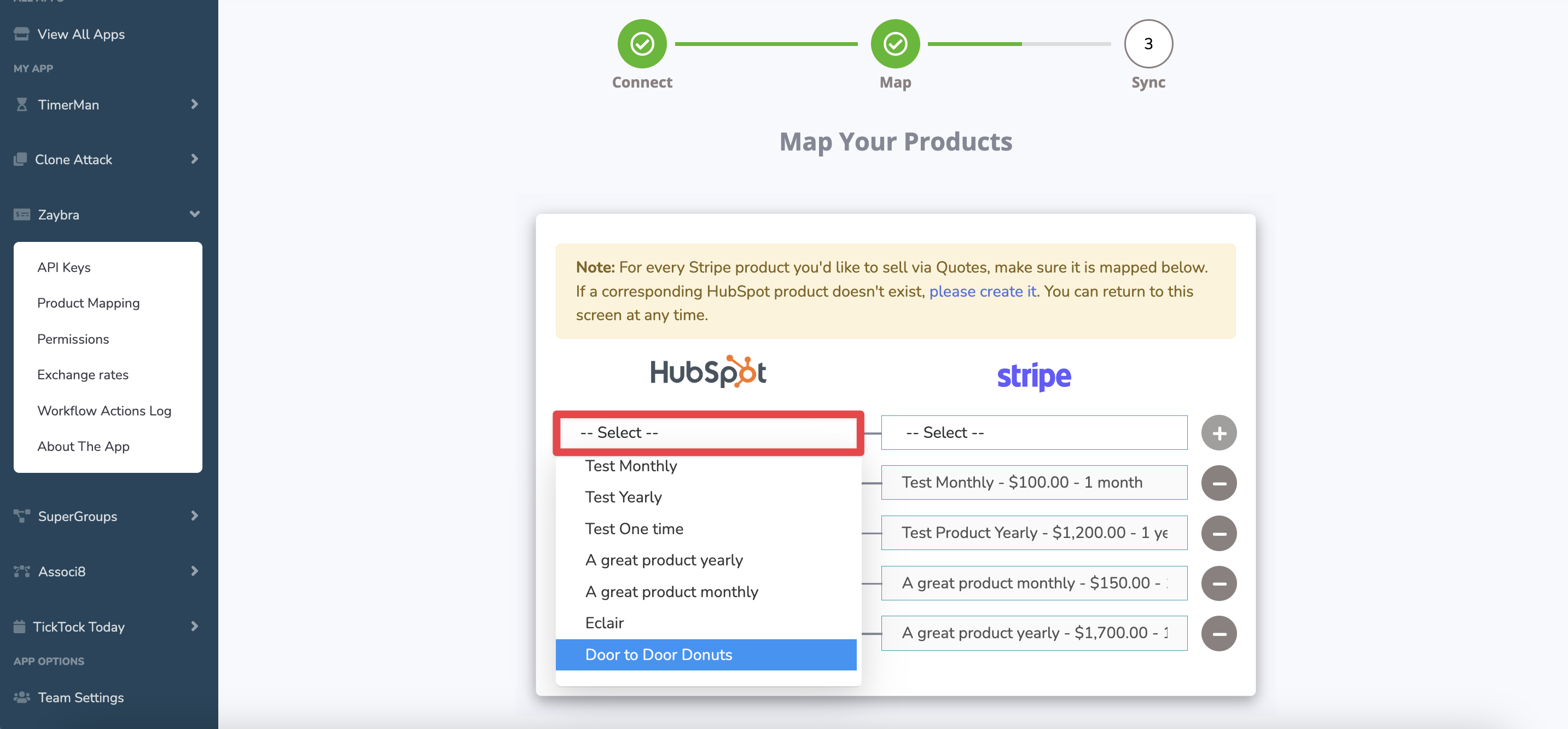 HubSpot Mapping product to Stripe