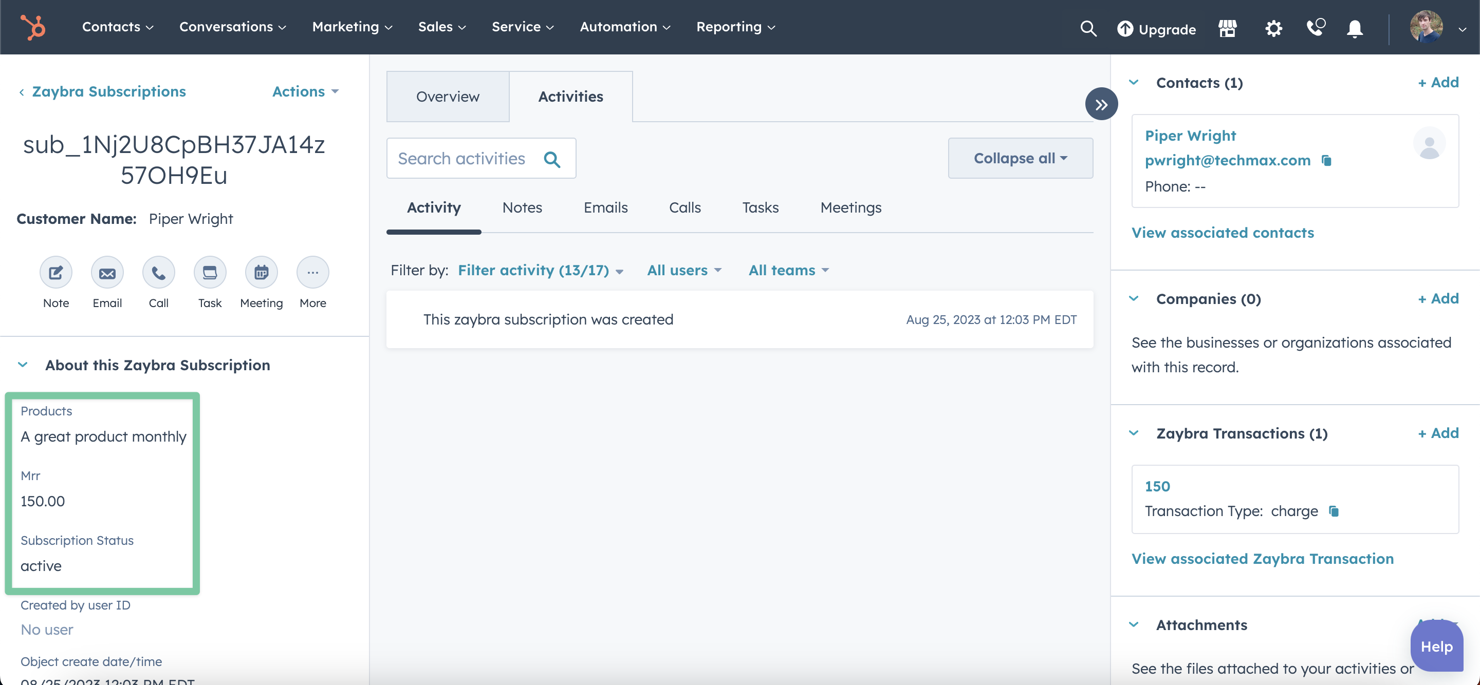 How to sync Stripe subscriptions into HubSpot