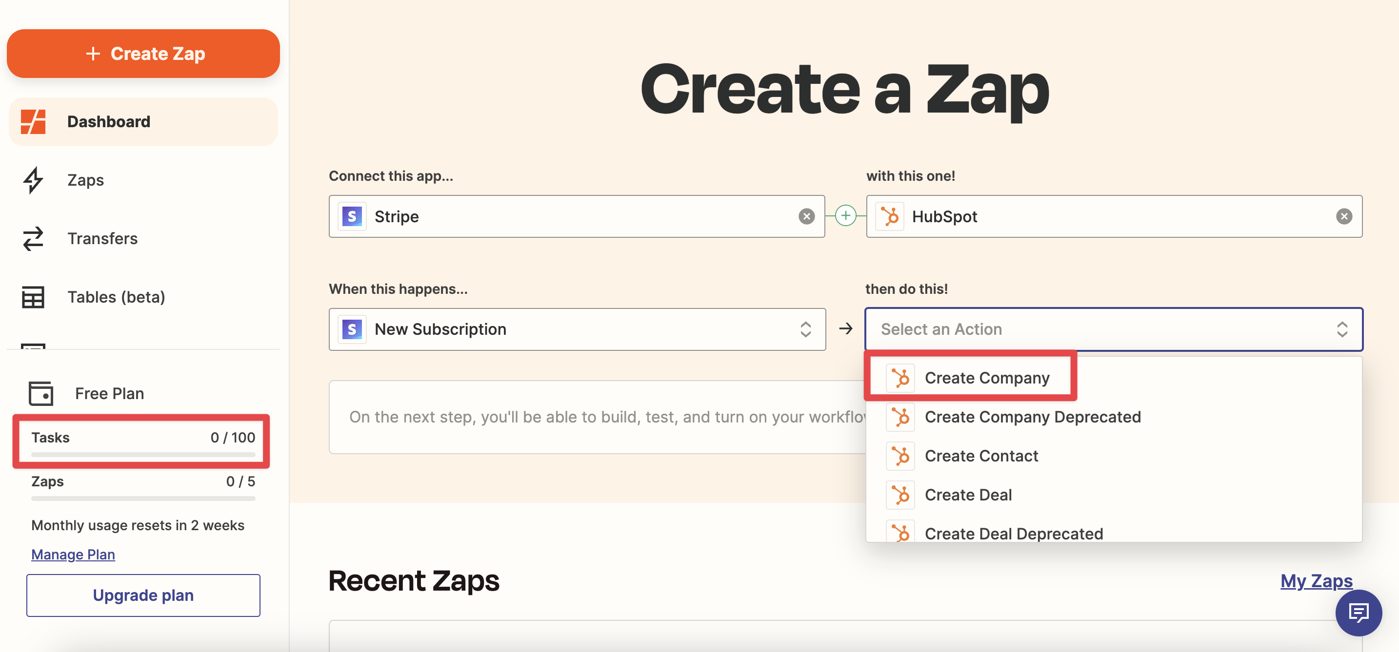 How Zapier integrates Stripe with HubSpot