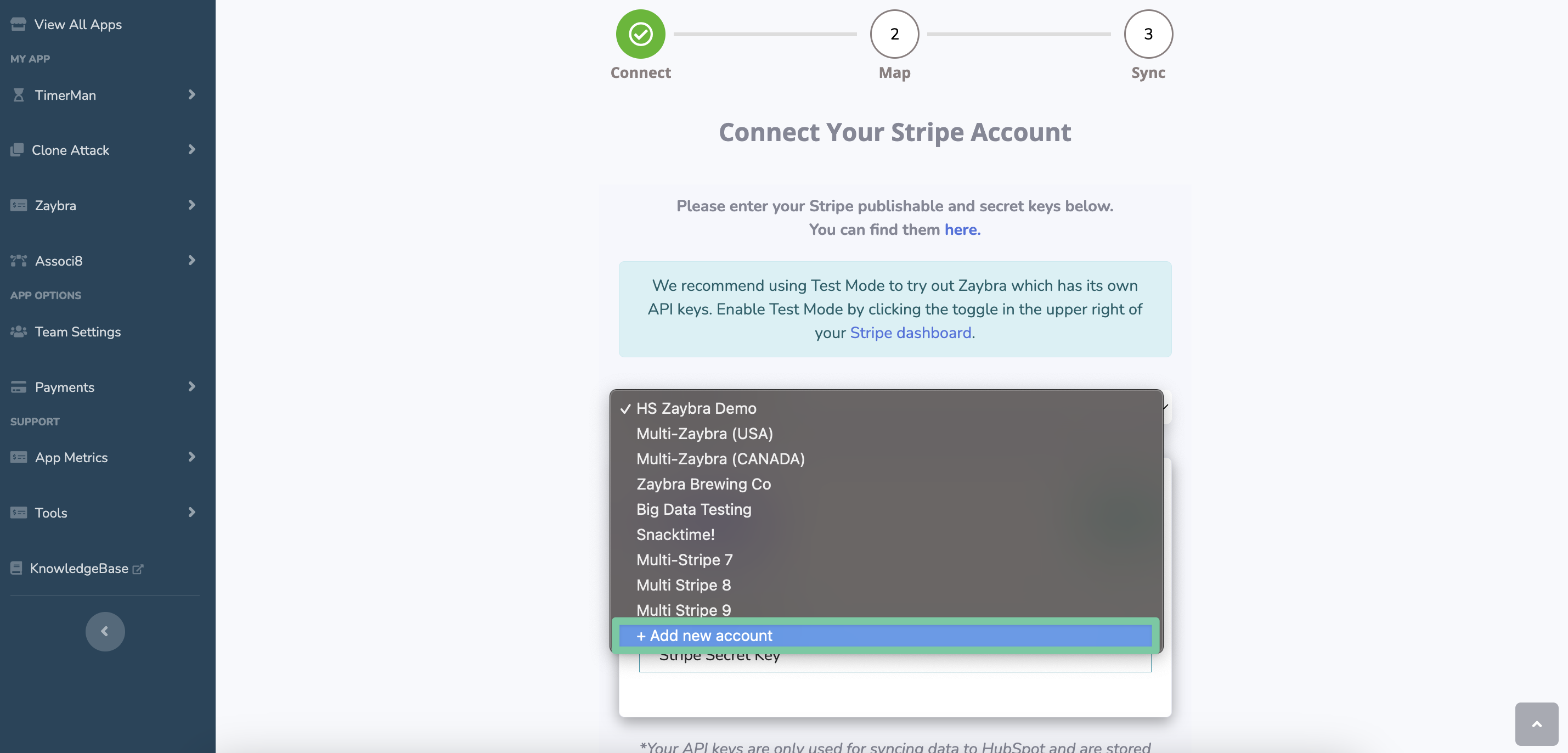 How to sync multiple stripe account into HubSpot at the same time